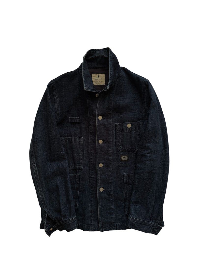 Snow Peak indigo denim okayama ox work jacket (Category: Coats, Jackets and Outerwear) located in San Juan City. Submitted by declutteredliving (Listing ID 1438211128, Image 3). Description: - Size: XS (USA); S (JPN) - Width 20 - Sleeves 24 - Length (from shoulders) 27 - Bought this in Japan - Features multiple front pockets - Small logo patch on chest pocket - Made in Japan .