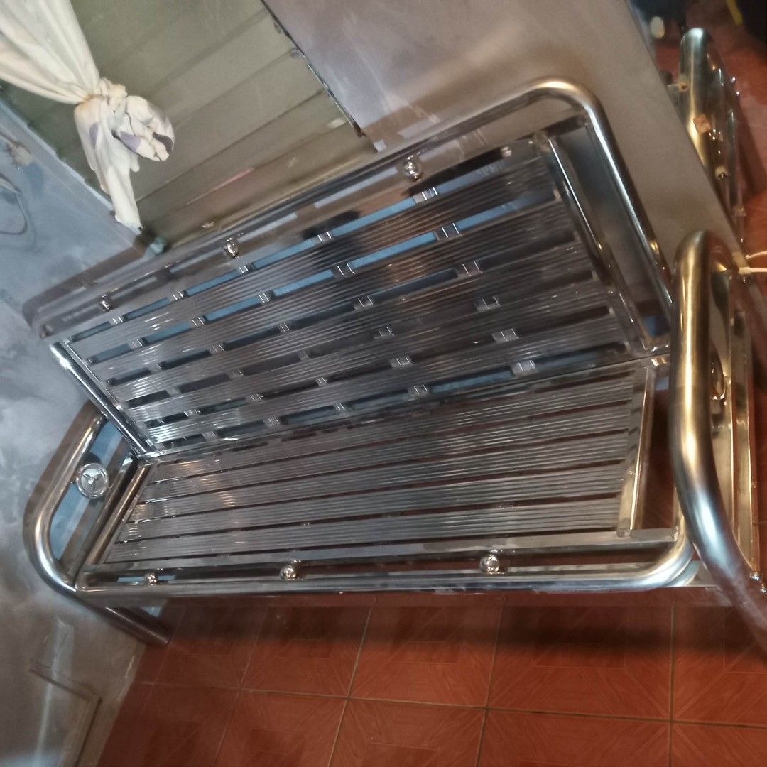 Stainless Steel Bed Frame (Category: Sofas) located in Caloocan City. Submitted by rizzamae_13 (Listing ID 1438174601, Image 2). Description: Sofa bed stainless Size 42X75 inches Door to Door Delivery Brand New COD Free Assemble .