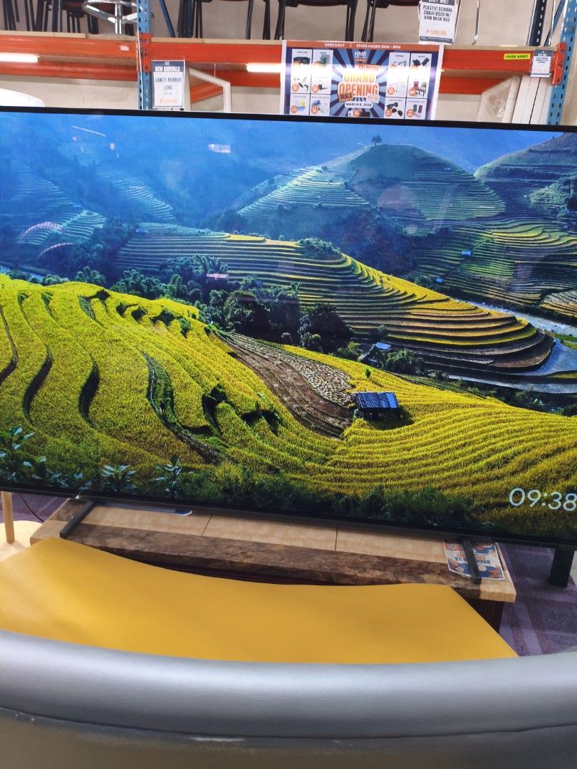 TV OLED BRAVIA XR UHD 4K (Category: TV) located in Manila. Submitted by hmrgrace5. (Listing ID 1438175112, Image 3). Description: - Large screen TV - Sleek design - Displays a vibrant landscape image - In good working condition - Time displayed: 09:38.