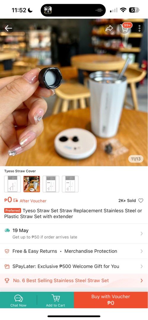 TYESO Insulated Tumbler (Category: Water Bottles & Tumblers) located in Manila. Submitted by dxcluttering. (Listing ID 1438276880, Image 3). Description: missing straw & straw cover - replacement available on orange app.