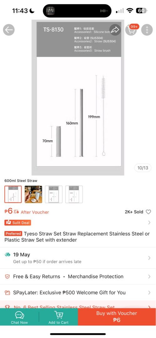 TYESO Insulated Tumbler (Category: Water Bottles & Tumblers) located in Manila. Submitted by dxcluttering. (Listing ID 1438276880, Image 2). Description: missing straw & straw cover - replacement available on orange app.