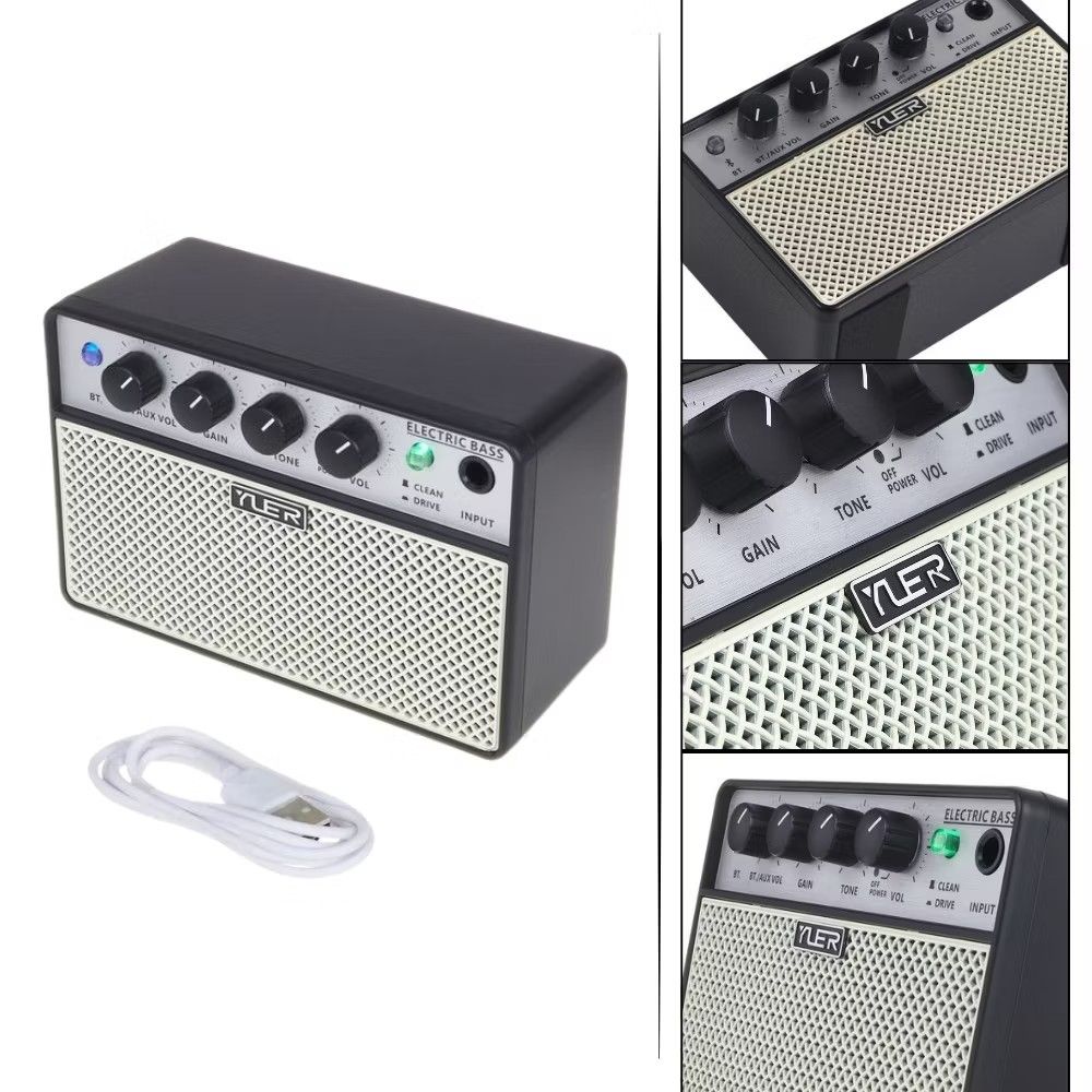 Tyler Electric Bass Amplifier (Category: Musical Instruments) located in Angeles City. Submitted by silvercat_f21423 (Listing ID 1438201306, Image 1). Description: - Compact Tyler electric bass amplifier with bluetooth - Controls: Gain, Tone, Volume, Drive - Input jack included - Clean/Drive switch - Includes USB cable - Black finish - White speaker grill - Tyler logo.