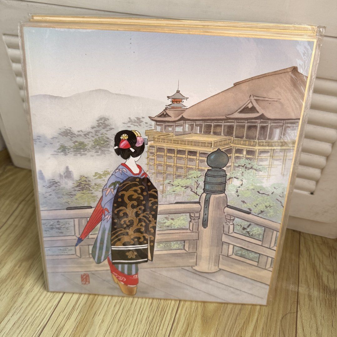 Vintage Japanese shikishi art board features an oshie-zaiku design of a woman in a kimono (Category: Art & Prints) located in Mandaluyong City. Submitted by elite.essence.ph2 (Listing ID 1438170557, Image 1). Description: This vintage Japanese shikishi art board features an oshie-zaiku (pressed fabric patchwork) design of a woman in a kimono. Technique: The artwork is created by cutting shapes from thick paper, padding them with cotton, wrapping 