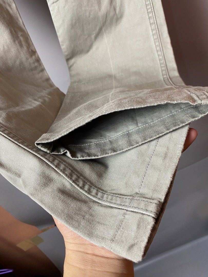 Visvim Pants (Category: Jeans) located in Quezon City. Submitted by loloyz123 (Listing ID 1438236760, Image 3). Description: Visvim Pants Condition: Very good/ sign of used Color rate: 9/10 Color: khaki Size: 1 L: 36.5 W: 16 Leg Openning: 7.5 inseam: 27 Crotch: 10 Thigh: 10 inches.