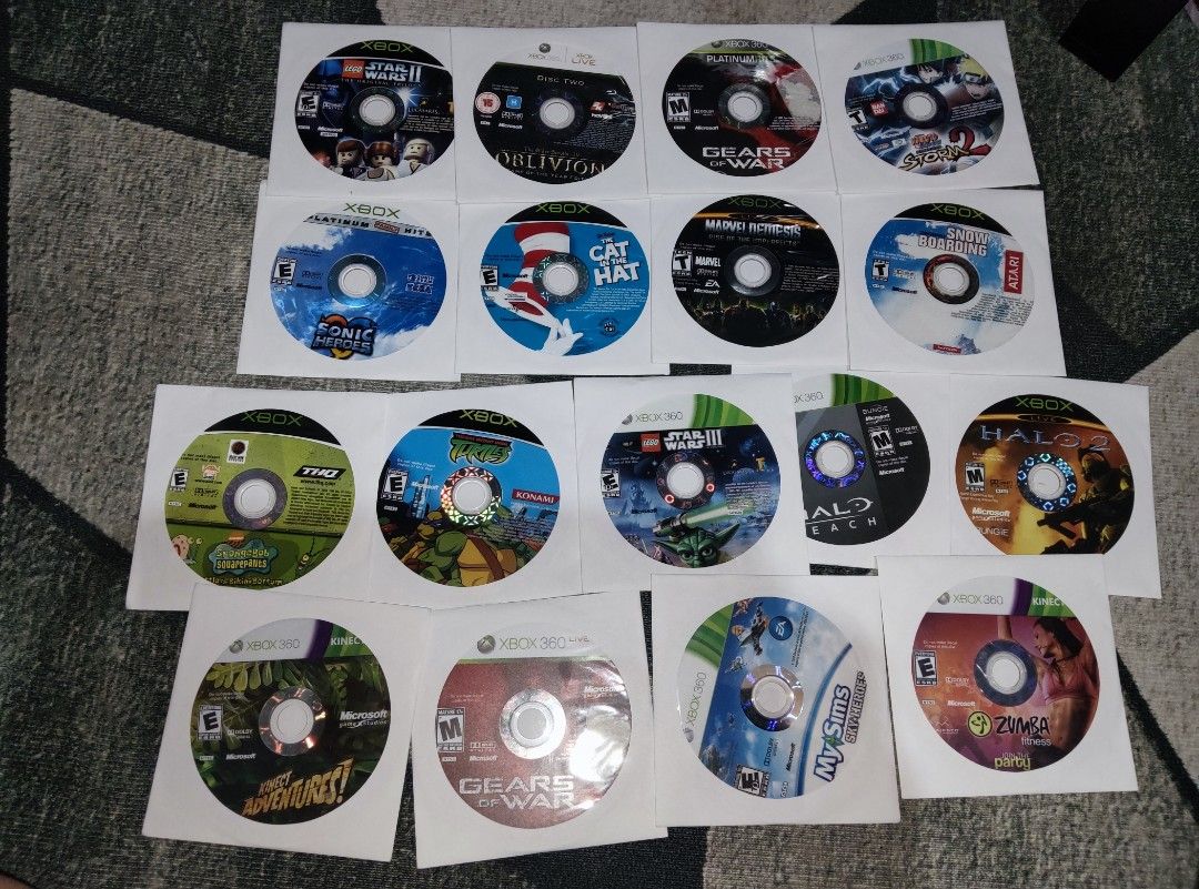 XBOX 360 GAMES DISC ONLY take all (Category: Xbox) located in Digos. Submitted by matthewsag71344 (Listing ID 1438266306, Image 1). Description: - Xbox 360 game disc collection selling as is, disc only. take all for 1300 - Titles include: Lego Star Wars II, The Elder Scrolls IV: Oblivion, Gears of War, and others - Each game comes in a paper sleeve most discs are tested (Yung mga compatible sa series x) yung iba detected naman kaao di matest kasi