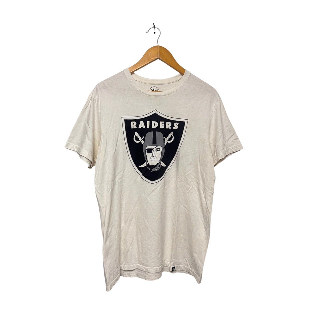 47 Brand Raiders T-shirt - Medium (Category: Tshirts & Polo Shirts ) located in Cabuyao City. Submitted by kisyana (Listing ID 1438455026, Image 1). Description: - Official 47 Brand Raiders T-shirt - Size: Medium - Material: 100% cotton - Made in Pakistan - Features Raiders logo - Minor stain on bottom hem - Brand and size tag visible.