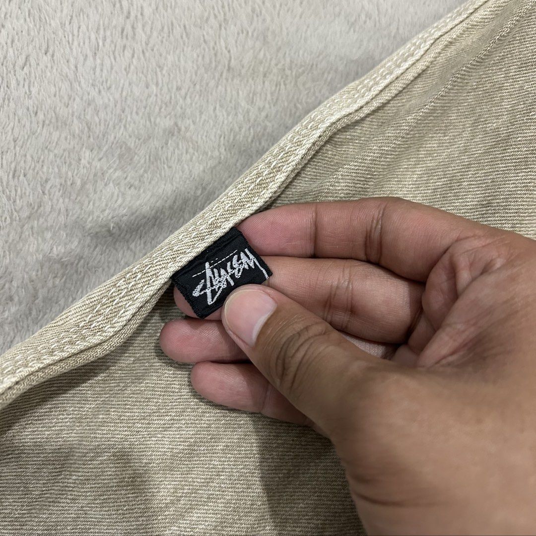 80s stussy (Category: Jeans) located in Zamboanga. Submitted by sapananga (Listing ID 1438468605, Image 2). Description: vintage rare 80s stussy embroidered altered pants size f 34W x 27L 10.5hem issue: need repair,missing lace details are posted.