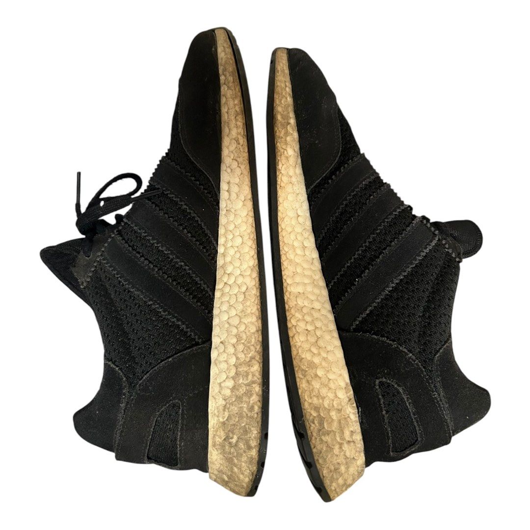 Adidas Black Boost Sneakers Men US12 Sole Separation Project Pair (Category: Sneakers) located in Paranaque City. Submitted by thepopneverstops (Listing ID 1438435732, Image 3). Description: Condition Rating 7/10 on uppers, but structural issue on sole. Black mesh and suede uppers are still in good shape with normal wear and dust. Boost-style midsole is yellowed and the rubber outsole is separating and falling off at the front (see closeup photo)