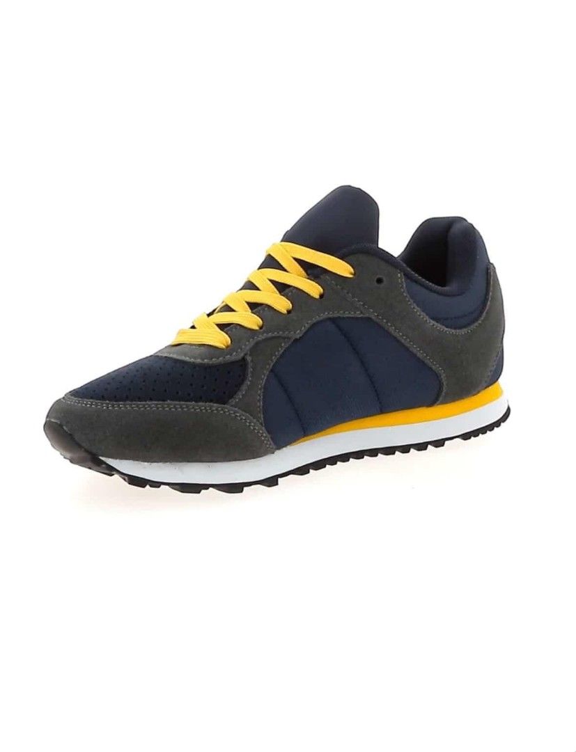 Automobili Lamborghini Sneakers (Category: Sneakers) located in Manila. Submitted by kiksfoekd (Listing ID 1438355182, Image 2). Description: - Automobili Lamborghini sneakers - Color scheme: Navy, grey, and yellow - Lamborghini logo on the side - Yellow laces - Black sole with white midsole - Combination of mesh and suede-like materials.