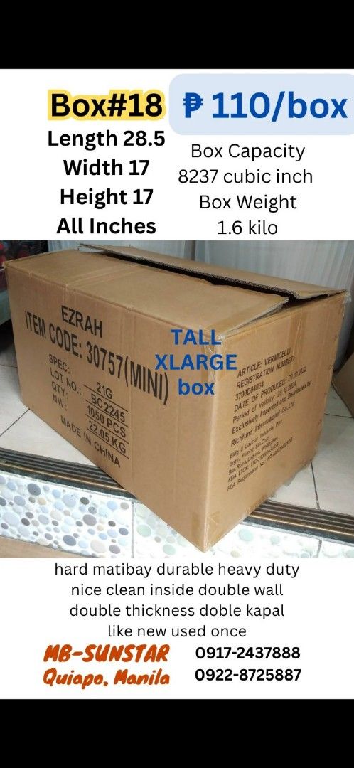 Balikbayan Boxes Tapes packaging Coinpurse Handicrafts (Category: Looking For) located in Manila. Submitted by ramon_box_bubblewrap (Listing ID 1438495073, Image 3). Description: Double Wall Hard Used Like New Box, New Handicrafts Coinpurse Souvenirs Low Price Good Quality No Minimum Order Order 24/7 Same day Grab Lalamove delivery OK Buyer Pickup 0917 Globe 2437888.