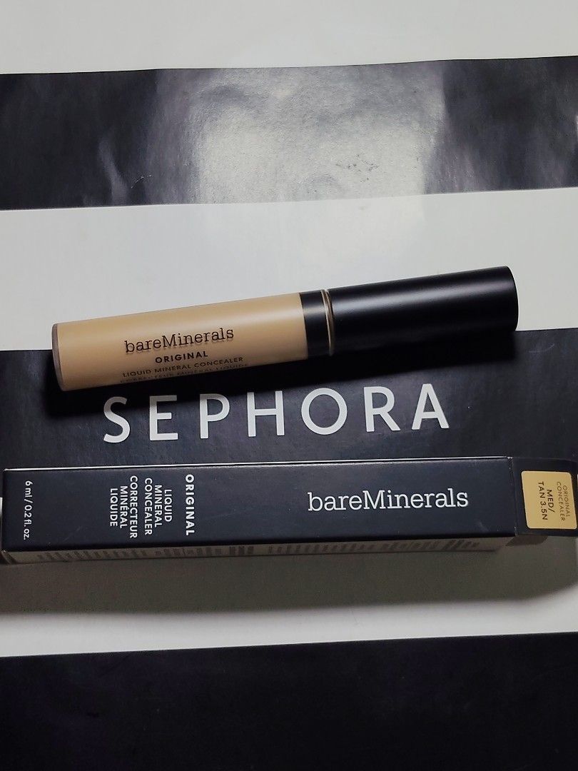 bareMinerals Original Liquid Mineral Concealer (Category: Makeup) located in Manila. Submitted by rustmakeupinc (Listing ID 1438446446, Image 1). Description: - bareMinerals Original Liquid Mineral Concealer - Shade: Med Tan 3.5N - Liquid formula - New, in original packaging - Includes product information - Sourced from Sephora.
