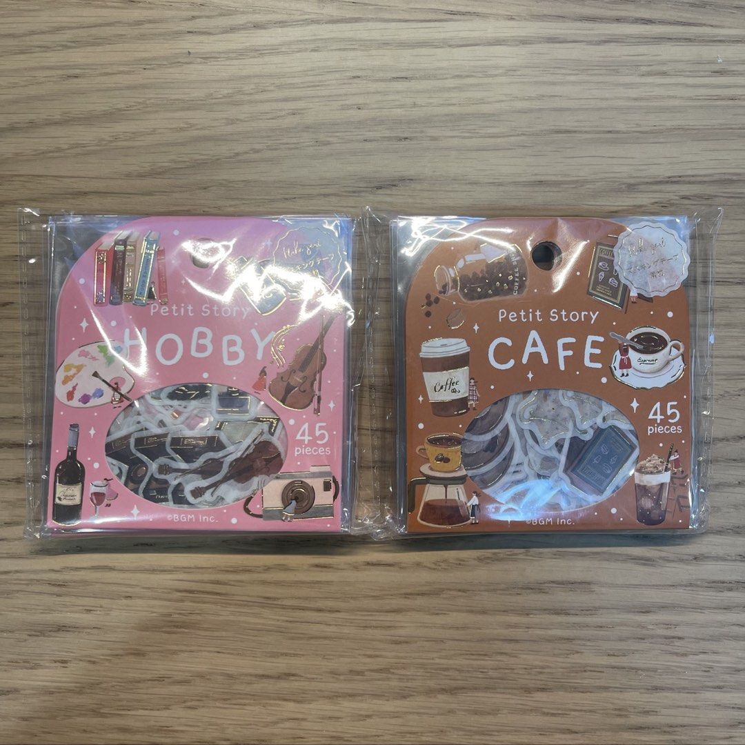 BGM Flake Stickers Petit Story (Category: Art & Prints) located in Quezon City. Submitted by pattystationery (Listing ID 1438356838, Image 1). Description: Designs: • Hobby - ₱285 • Cafe - ₱285.