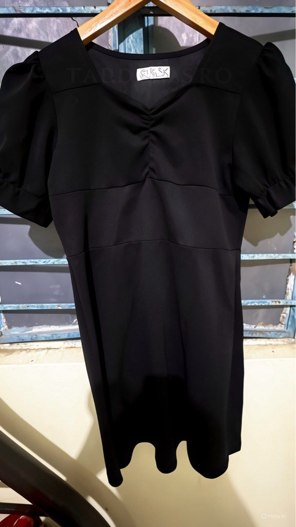 Black Puff Sleeve Dress (Category: Dresses) located in Manila. Submitted by sleepheadd03293 (Listing ID 1438456382, Image 2). Description: - Elegant black dress - Square neckline - Short puff sleeves - Fitted bodice with gathered bust detail - Slightly flared skirt - Versatile for various occasions - Smooth solid fabric -no flaw Rfs:decluttering .