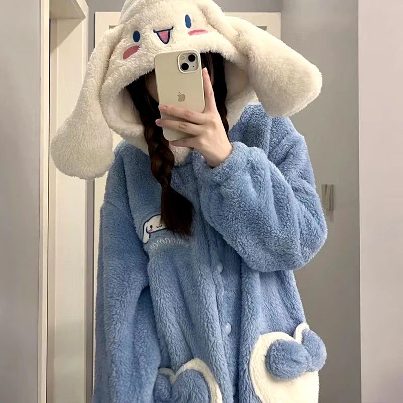 Cinnamoroll Fluffy Onesie with Hood (Category: Babies & Kids Fashion) located in Manila. Submitted by myxstyle27 (Listing ID 1438498641, Image 1). Description: used once only - Adorable Cinnamoroll onesie - Features a fluffy design - Comes with a hood showcasing Cinnamoroll's face - Convenient button-up front - Includes pockets - Light blue color with white accents - Ideal for lounging or as a fun costume location Valenzuela available size medium