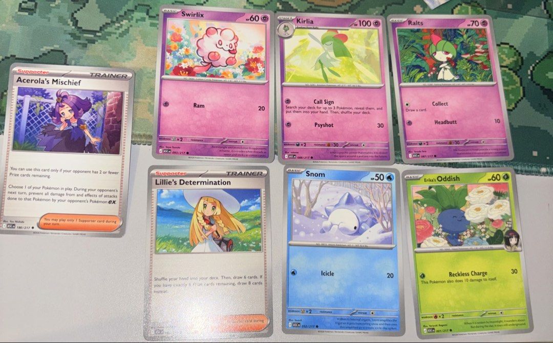 Cute Pokemon Cards Eng (Category: Raw Singles) located in Taguig. Submitted by bunnypocas (Listing ID 1438424284, Image 1). Description: Authentic – from Ascended Heroes & Prismatic Evolution Mint condition. preferrably taking bulk! You can msg me for other pokemon cards! — PRICE MAY VARY ON MP —.