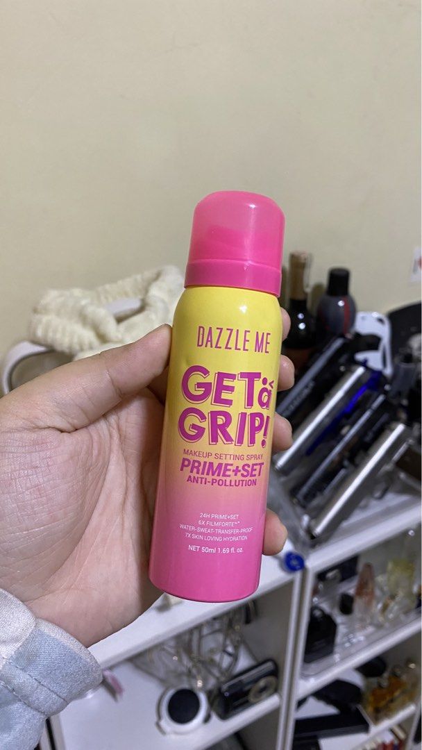 Dazzle Me Get a Grip! Prime + Set Anti-Pollution (Category: Makeup) located in Manila. Submitted by goldenmnl (Listing ID 1438485300, Image 1). Description: issue: spray not working - Dazzle Me Get a Grip! Makeup Setting Spray - 24-hour prime and set - 6x Filmforte - Water, sweat, and transfer-proof - 7x skin-loving hydration - 50ml / 1.69 fl oz.