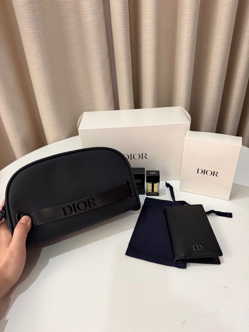 DIOR SET FOR MEN (Category: Luxury Accessories) located in Taguig. Submitted by signature.goods (Listing ID 1438379887, Image 1). Description: Toiletry bag 10ml perfume Dior card holder.