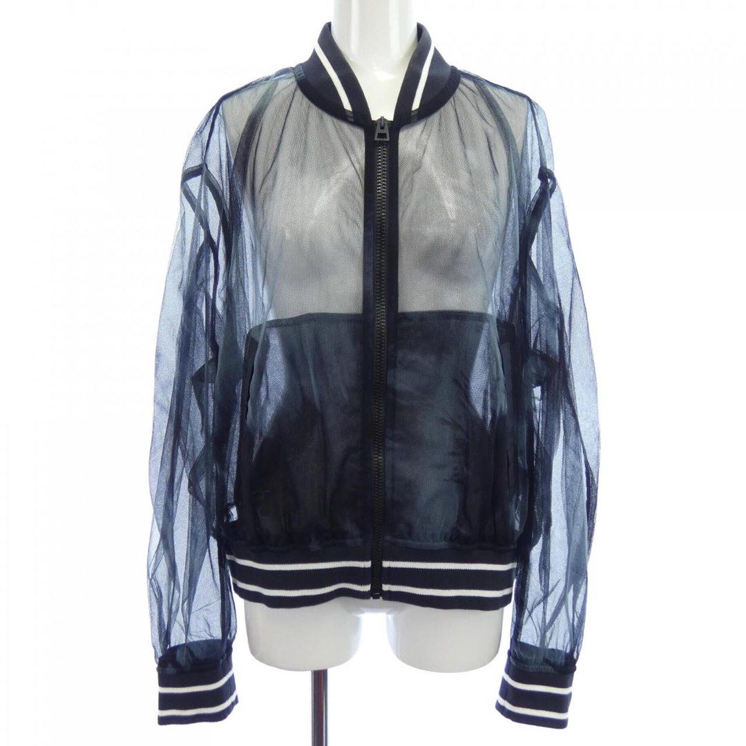 Dior tulle bomber jacket (Category: Activewear) located in Dinalupihan. Submitted by hell.thrift (Listing ID 1438483455, Image 1). Description: Dior tulle bomber jacket 2020 collection Incredible effect, black “Tie and Dior” tulle with blue reflection Length:24 Width:23 Height of model 5’6 No issue Missing care tag.