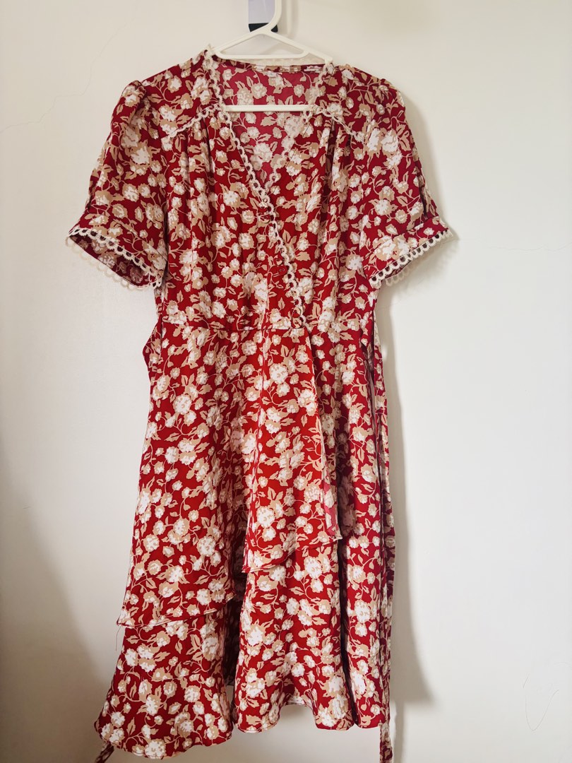 Floral Overlap Dress, Women's Fashion, Dresses & Sets, Dresses on Carousell