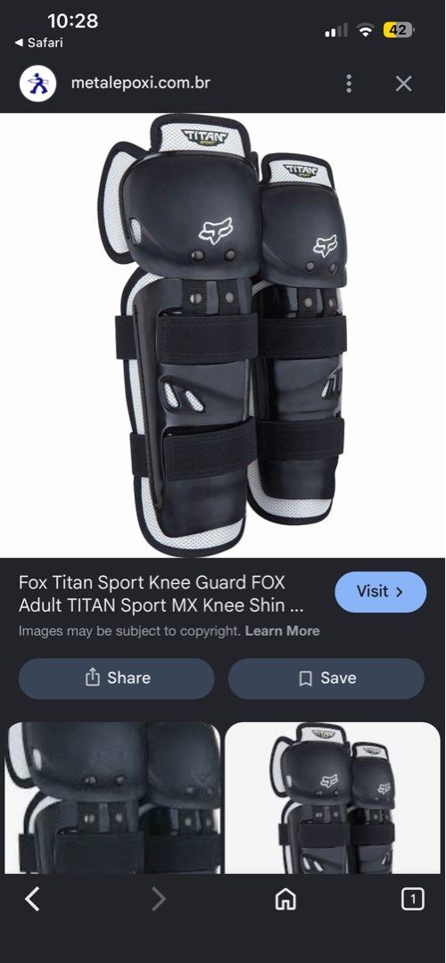 Fox Titan Sport Knee Guard (Category: Other Sports Equipment and Supplies) located in Bulacan. Submitted by sef19 (Listing ID 1438325886, Image 1). Description: - Fox Titan Sport knee guards - Black and white color scheme - Features Fox logo - Adjustable straps for a secure fit - Ready for use - Product code: 19586030.