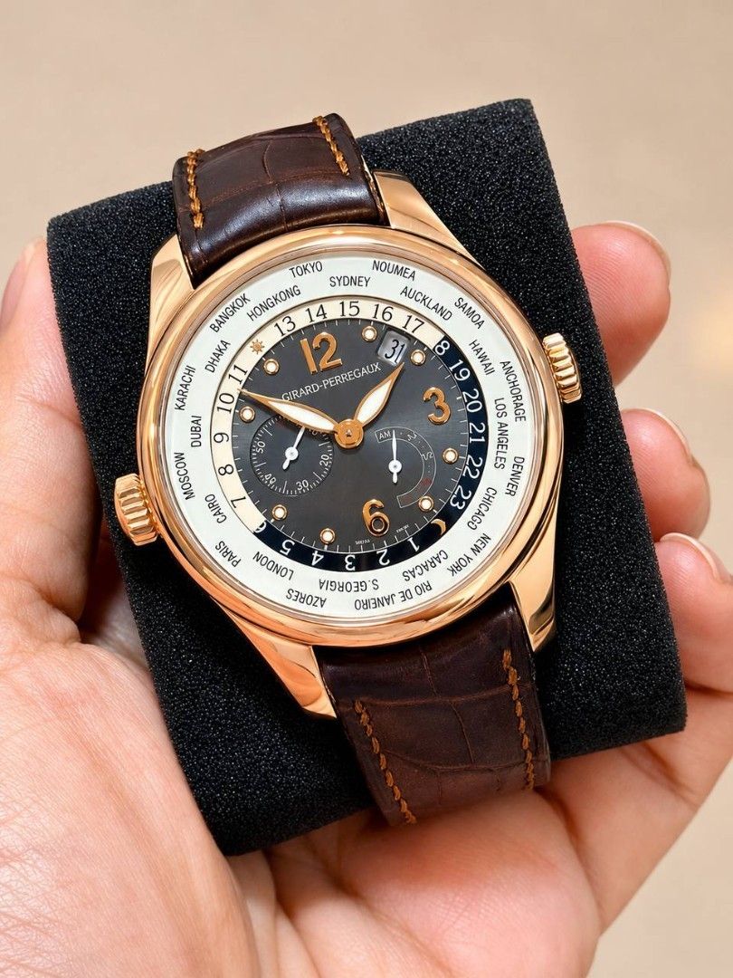 Girard Perregaux World Time (Category: Luxury Watches) located in Manila. Submitted by t888_c888 (Listing ID 1436359064, Image 3). Description: Girard-Perregaux World Time – 18K Rose Gold – Watch Only Elegant and highly collectible Girard-Perregaux ww.tc (World Wide Time Control) featuring a sophisticated world-time complication in an 18K rose gold case. A refined luxury timepiece combining classic styling with practical travel functionality. Det