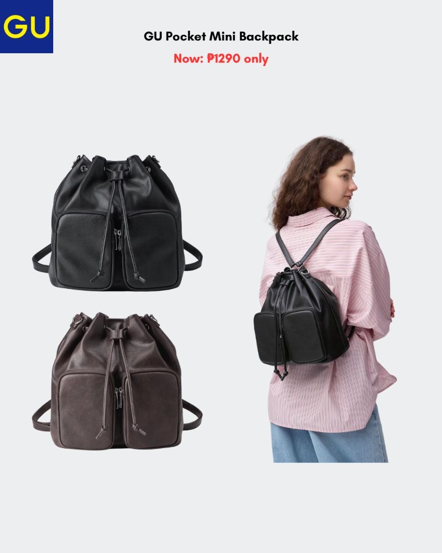 GU Pocket Mini Backpack (Category: Backpacks) located in Quezon City. Submitted by jiya.tokio (Listing ID 1438413961, Image 1). Description: Pre-order from GU Japan 🇯🇵 GU Pocket Mini Backpack ₱ 1290 ‼️ Reminders: ✈️ ETA: July ❣️ 50% DP is required to secure your item. (Non-refundable if the item has been purchased already.) 🚫 No size exchanges after purchase 📍 Tandang Sora, Quezon City 💰 MOP: BPI / GCash / Unionbank 🚚 : Lalamove/GrabX/J&T/L