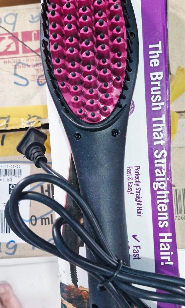 Hair Straightening Brush (Category: Hair) located in Pasay City. Submitted by fortuneflow888 (Listing ID 1438361245, Image 1). Description: For Sale!!! Simply Straight Ceramic Hair Straightening Brush It is an electric heated comb styling tool featuring ceramic-wrapped 3D bristles and a digital LCD temperature display. Price: P350 only + sf.