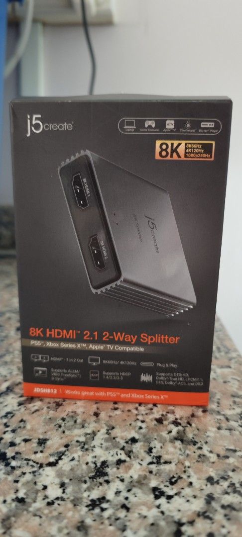j5create 8K HDMI 2.1 2-Way Splitter456608030351708160