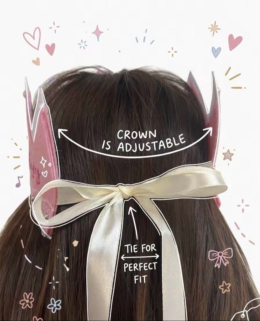 Laufey Customized Crown with Name (Category: Hair Accessories) located in Manila. Submitted by maemae1221 (Listing ID 1438321219, Image 3). Description: - Handmade, custom crown with your chosen name. - Adjustable size with a ribbon tie. - Includes free stickers and candies. - Perfect fit guaranteed! - Order yours today! Up to 2 days working time only !.