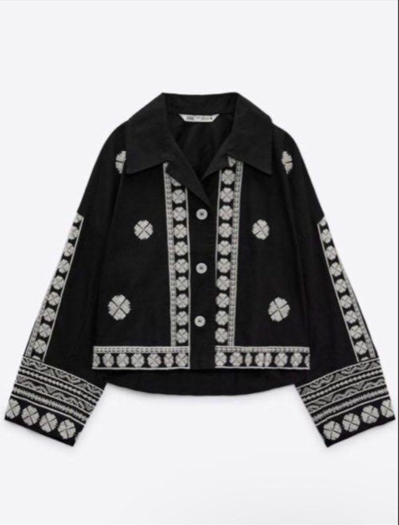 LF: ZARA Black Embroidered Crop Jacket (Category: Coats, Jackets and Outerwear) located in Manila. Submitted by ciaodeclutter (Listing ID 1431953889, Image 1). Description: kindly send me an offer with your price and pictures :).