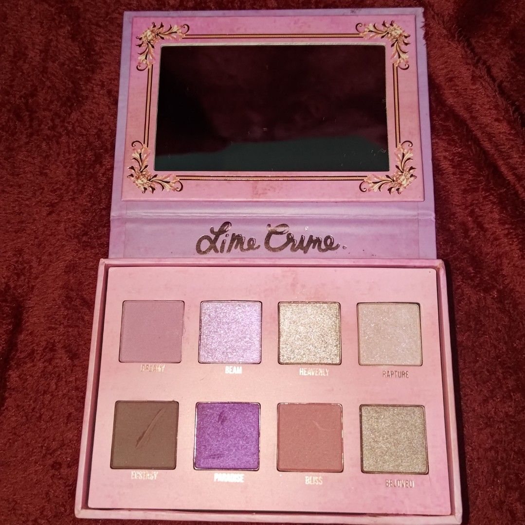 Lime Crime Venus III Eyeshadow Palette (Category: Makeup) located in Manila. Submitted by ayasellss85933 (Listing ID 1438450379, Image 2). Description: - Lime Crime Venus III eyeshadow palette - Includes eight shades: Dreamy, Beam, Heavenly, Rapture, Ecstasy, Paradise, Bliss, and Beloved - Comes with a mirror - Housed in the original pink Venus III box.