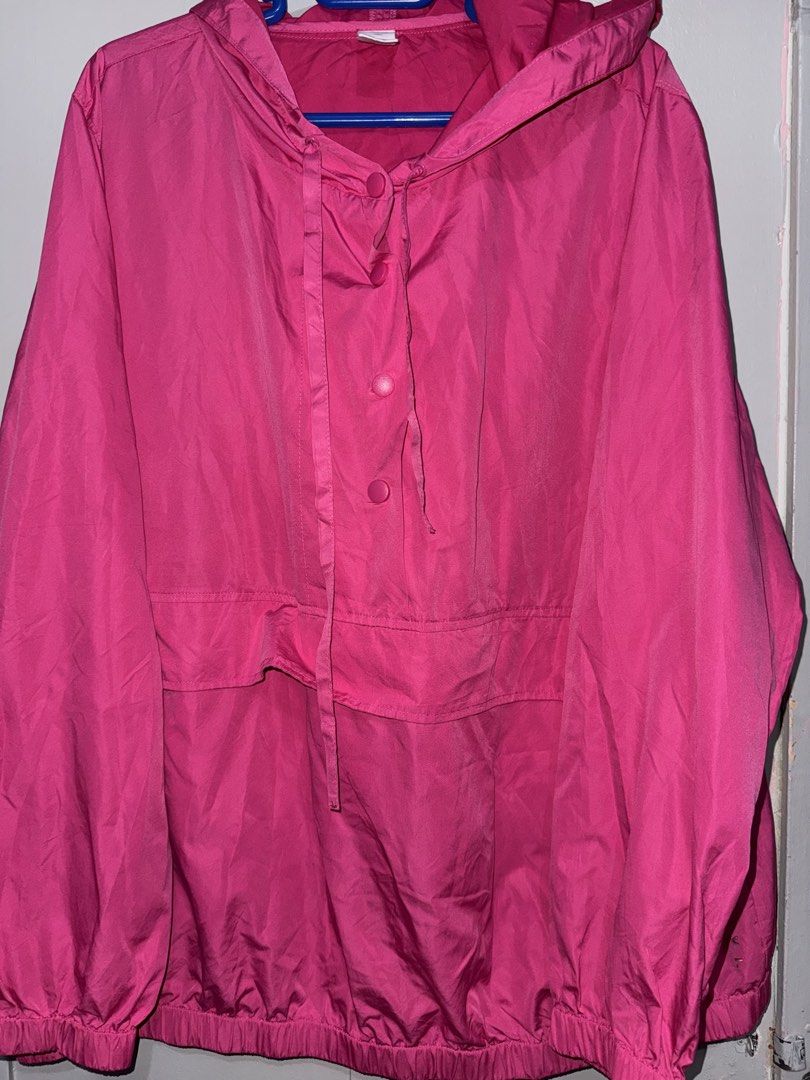 Livi Pink Hooded windbreaker Jacket (Category: Coats, Jackets and Outerwear) located in Quezon City. Submitted by sabbyfinds (Listing ID 1438332933, Image 2). Description: 🔍 Manage Expectations All items are thrifted/own preloved. Expect minimal signs of use. ALL POSTED PICTURES ARE TRUE TO ITS COLOR AND FLAWS - Livi pink hooded jacket - Size: - L: 27 in W 25 in - Features:Drawstring hood, Button closure, Front pocket, Elastic cuffs, Drawstring 