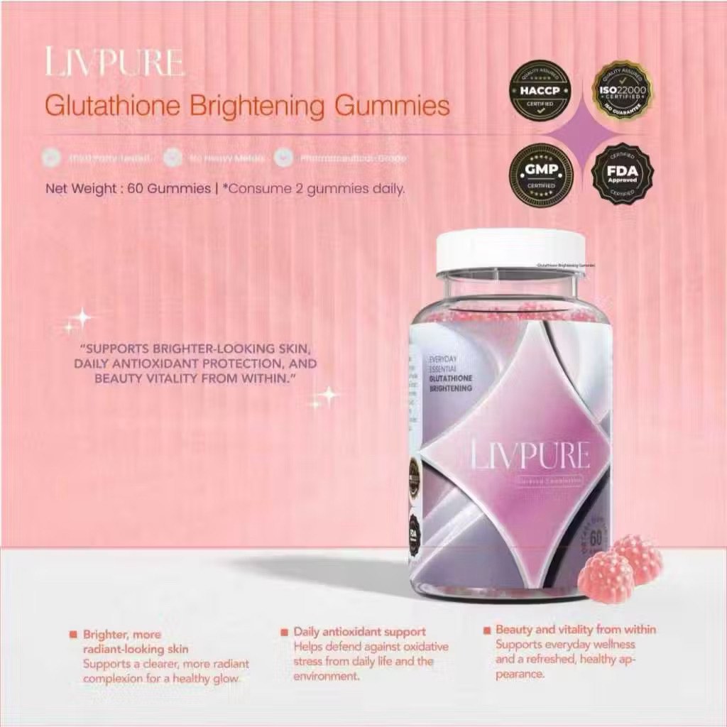 Livpure Glutathione Brightening Gummies, Food & Drinks, Other Food & Drinks  on Carousell
