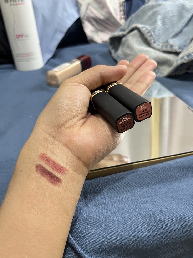 L'Oreal Paris Riche Matte (Category: Makeup) located in Marilao. Submitted by eggselle (Listing ID 1438378892, Image 2). Description: naswatch lang lang 2-3 times, not my shade, if take all 400 nalang. (225 php kapag each lippie) -jnt shipping (can do meetup basta around guiguinto or bocaue) .