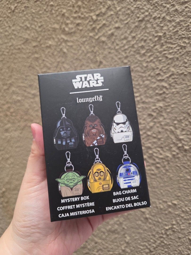 Loungefly Star Wars Mystery Bag Charm (Category: Character Goods) located in Taguig. Submitted by lovedbymicah (Listing ID 1438464746, Image 2). Description: Dupes Have: 2 Chewbacca 1 Yoda 1 R2-D2 - SOLD Willing to trade for Vader or Storm Trooper 📍BGC.
