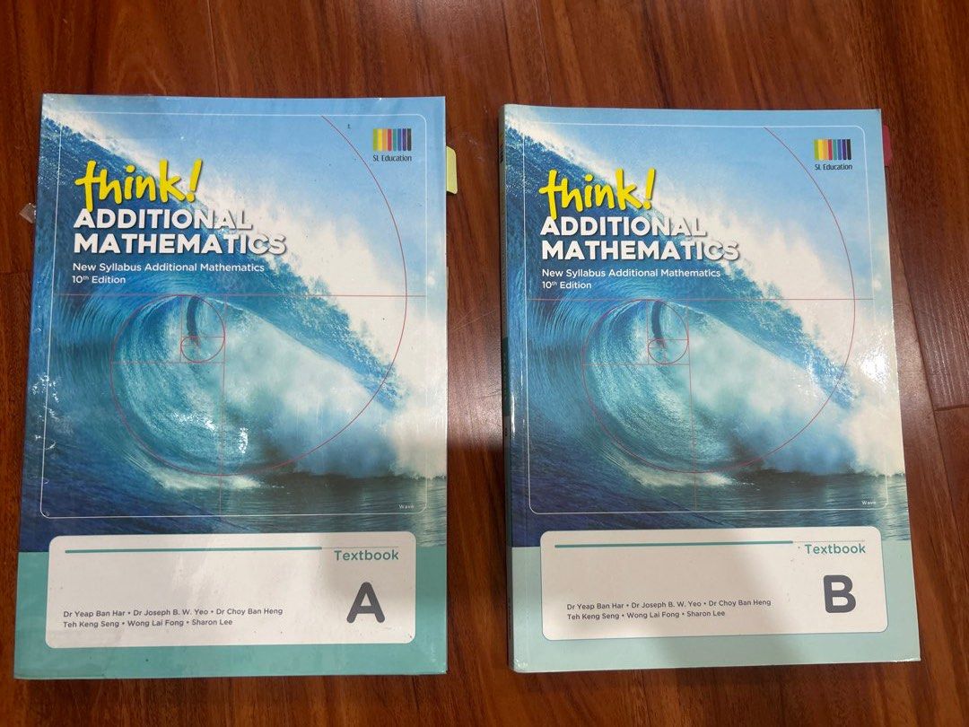 MATH BOOKS BUNDLE: Think! Additional Mathematics Textbook (Category: Textbooks) located in Quezon City. Submitted by jcc05 (Listing ID 1438401985, Image 1). Description: - Two textbooks included: Textbook A and Textbook B - 10th Edition of New Syllabus Additional Mathematics - has some markings, but overall in good condition .