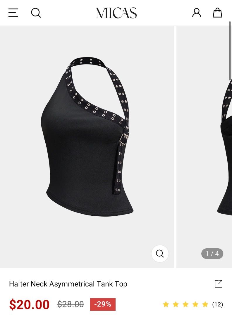 MICAS Halter Neck Asymmetrical Tank Top (Category: Sleeveless) located in Manila. Submitted by 888ry (Listing ID 1438351681, Image 3). Description: 📍Quezon City Size: Small MOP: GCash MOD: Lalamove / J&T 📌 shipping fee is shouldered by the buyer .