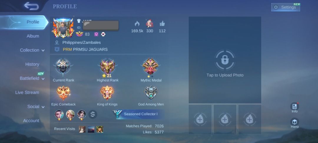 MLBB Account | 139 Skins | Max Emblems | Mythic | M-World + Neymar (Category: Game Gift Cards & Accounts) located in Caloocan City. Submitted by janecajobe (Listing ID 1438441345, Image 2). Description: Selling MLBB Account (NEGOTIABLE) • Level 83 • 139 skins • Highest Mythic 21⭐ • Max Emblems Lv60 • 7000+ matches • M-World, Neymar, Epic, Special & Event skins • Old/main account • Via trusted midman if needed Honest issue: Old VK bind na hindi na