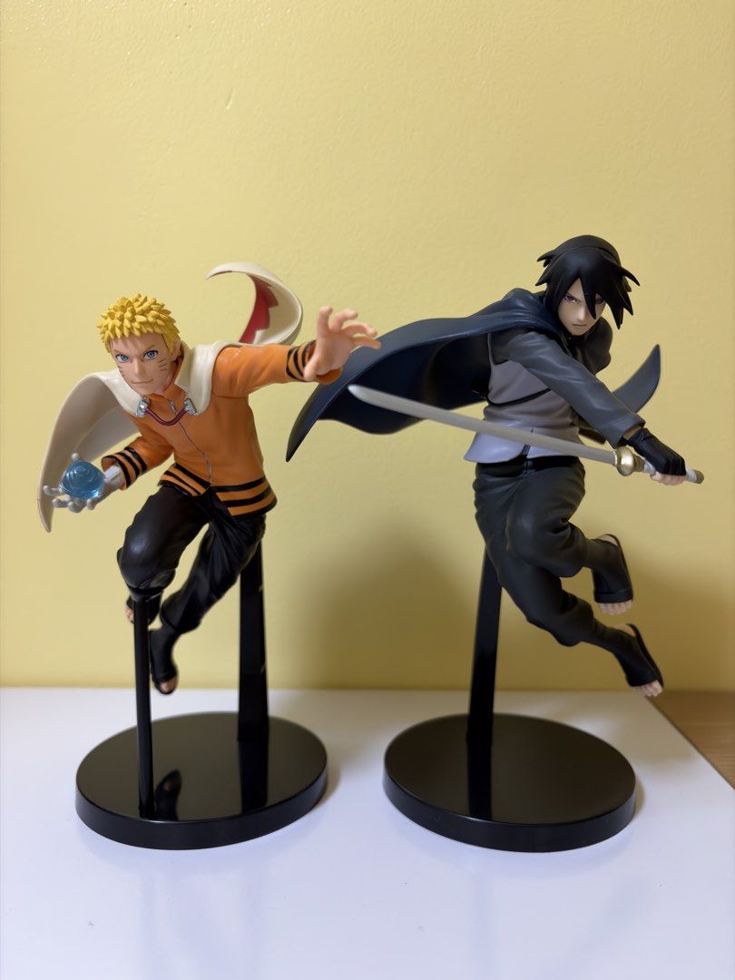[RUSH SALE] Naruto and Sasuke Figurines (Category: Figurines & Statues) located in Manila. Submitted by dhcrts_ (Listing ID 1438421780, Image 1). Description: WTS LFB PH FLASH SALE! NARUTO & SASUKE FIGURES 📌 [first image] [Boruto] Naruto and Sasuke Set (BIB w/ Box) - ₱1,300 ❌ [second image] [20th Anniversary, Exclusive Figurine Set] Naruto and Sasuke (BIB w/ Box) - SOLD ꩜ Strictly sold as a set each pair ꩜ Lowest price posted ꩜ condi: BIB but st