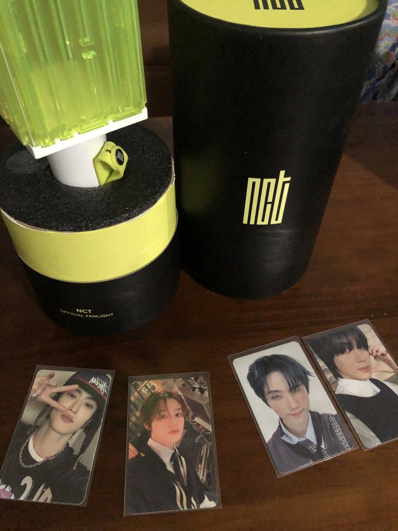 NCT Lightstick V1 (SET) (Category: K-Wave Merchandise) located in Lapu Lapu. Submitted by meerrcc (Listing ID 1438390911, Image 1). Description: Complete inclusions (box, dustbag, manual, strap) four free Photocards x sensitive loc: cebu .