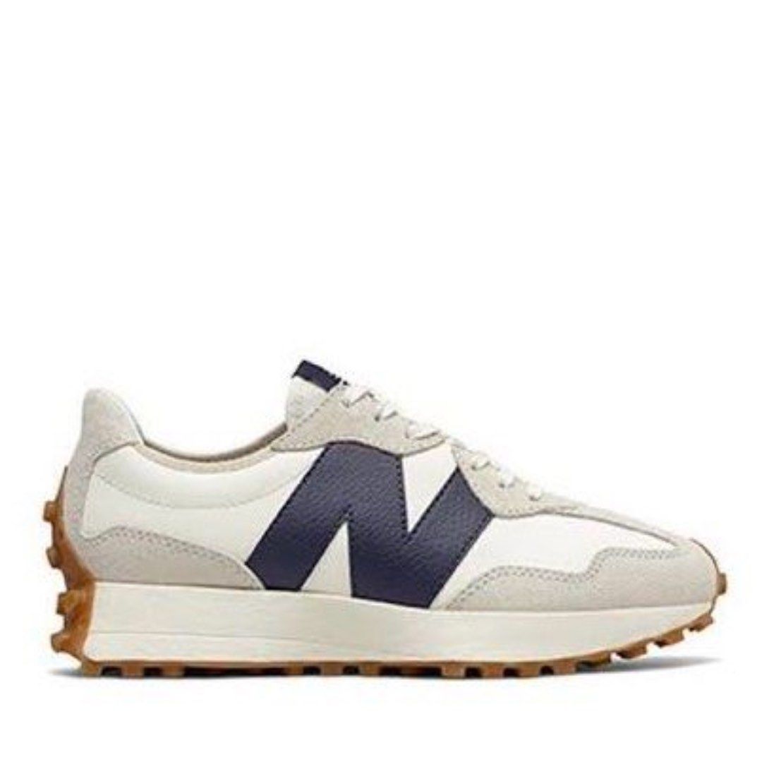 New Balance 327 Sneakers - White/Navy (Category: Sneakers) located in Manila. Submitted by declutterdoctor (Listing ID 1438458921, Image 1). Description: - New Balance 327 sneakers - White and navy color scheme - White and brown sole - Comfortable and stylish for everyday use - needs cleaning - well used, with signs of usage.