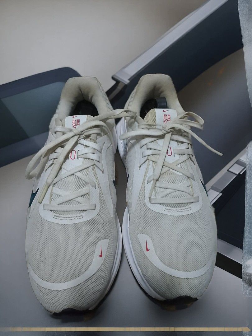 Nike Downshifter 11 Running Shoes (Category: Other Sports Equipment and Supplies) located in Caloocan City. Submitted by donflorald57310 (Listing ID 1438456518, Image 2). Description: - Nike Downshifter 11 - Color: White with blue swoosh - Size: US 9 / EUR 42.5 - Model: DD0204-101 - White midsole, black outsole - White laces .