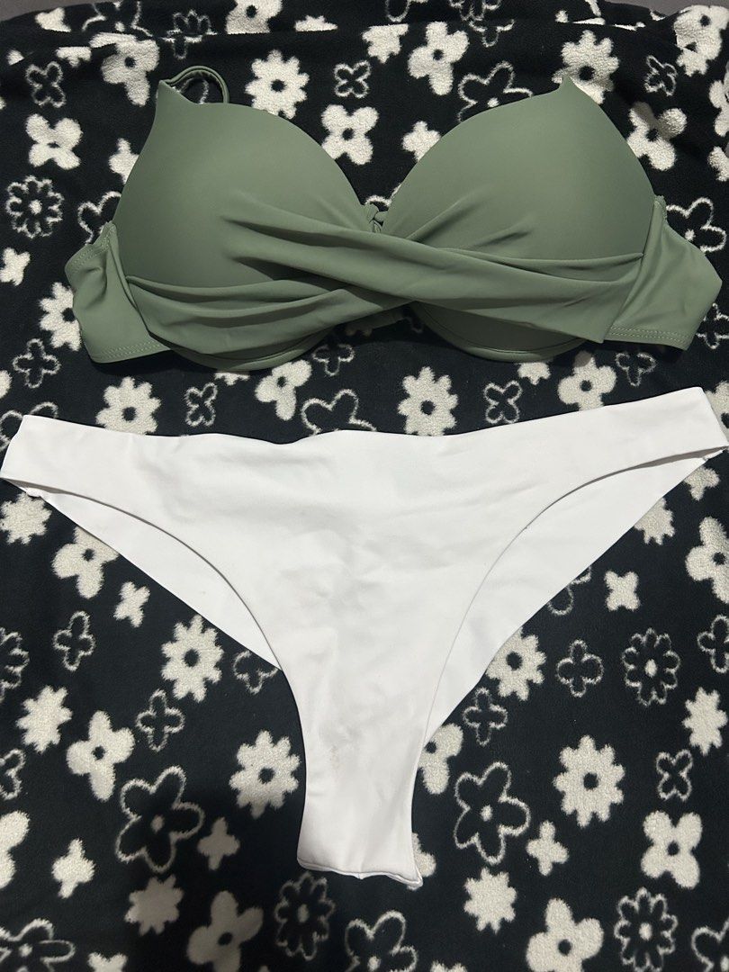 Olive Green Bikini Set PLUS SIZE (XL) (Category: Bikinis & Swimsuits) located in Cavite. Submitted by 004_aa (Listing ID 1438462646, Image 1). Description: Never been used pero dahil nakatambak, nag ka stain and not perfect white na yung bottom, BOTTOM ONLY FIXED PRICE NA .