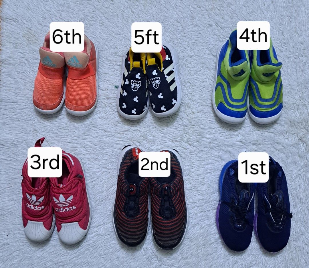 Original adidas shoes,for kids (Category: Babies & Kids Fashion) located in Quezon City. Submitted by kimlynandaya (Listing ID 1438409341, Image 1). Description: original adidas shoes,for kids 1st:us1k/fr33/19cm price: 2nd:us4/uk3½/fr36/22cm price: 3rd:us1½/uk1/eur33/20cm price: 4th:us2/uk1½/eur33½/20cm price: 5ft:us9½/uk9k/eur26½/16cm price: 6th:us13½/uk13k/eur31½/19.5⁸cm price:.