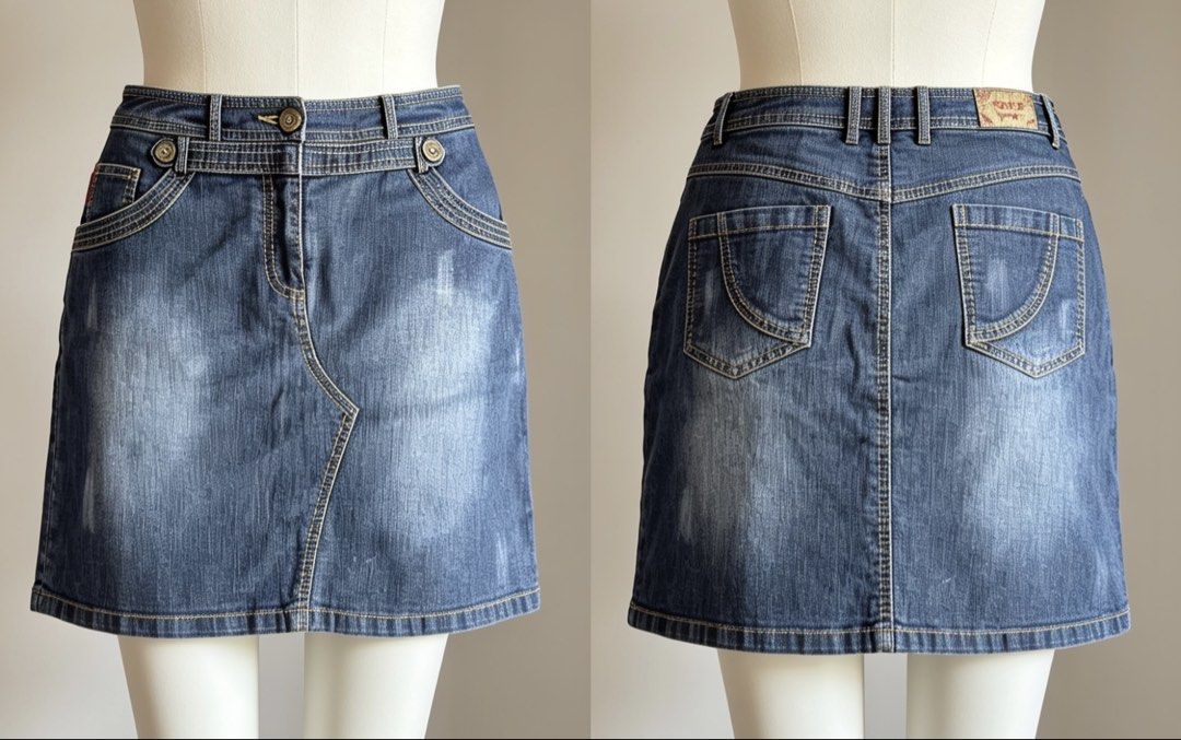 Poone Jeans Denim Skirt (Category: Skirts) located in Manila. Submitted by fidelle_r (Listing ID 1438339968, Image 1). Description: - Poone Jeans denim skirt - Classic design - Medium wash - Button and zipper closure - Front and back pockets - Unique seam detail - Five-pocket design - Ideal for casual outfits.
