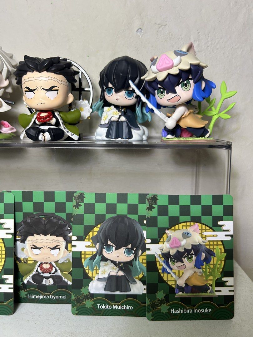 Popmart Demon Slayer Chibi Figures Set (Category: Designer & Blind Box Toys) located in Bacoor. Submitted by keikooooo (Listing ID 1438430023, Image 2). Description: ₱550 each Characters included: • Tanjiro Kamado • Shinobu Kocho • Inosuke Hashibira • Muichiro Tokito (SOLD) • Giyu Tomioka • Sanemi Shinazugawa • Gyomei Himejima ♡ with FREE acrylic case if buy all ♡ no box, with cards MOD: GGX / Lalamove MOP: GCash / Maribank.