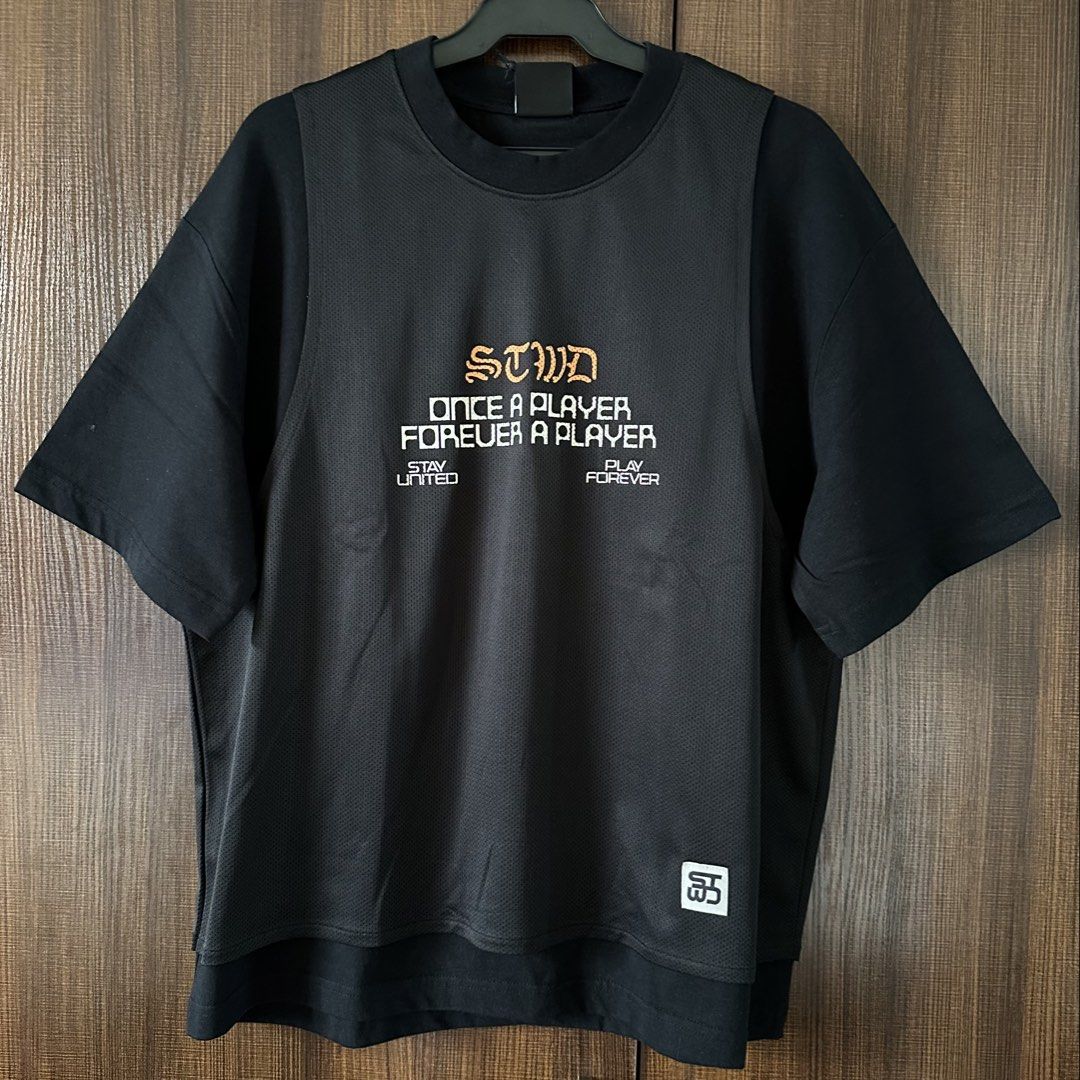 Pull & bear stwd shirt for men / Black shirt (Category: Tshirts & Polo Shirts ) located in Mandaluyong City. Submitted by brandsforless.ph (Listing ID 1438335892, Image 1). Description: •Brand new • Pull&Bear STWD 2-in-1 Layered Basketball Mesh T-Shirt • With tags • Men’s shirt • Color: Black • Small • Chest: 45inches • Length: 26.5inches • Material : 100% Polyester outer mesh layer, 100% short sleever shirt • Original Pull & bear Brand • Please 