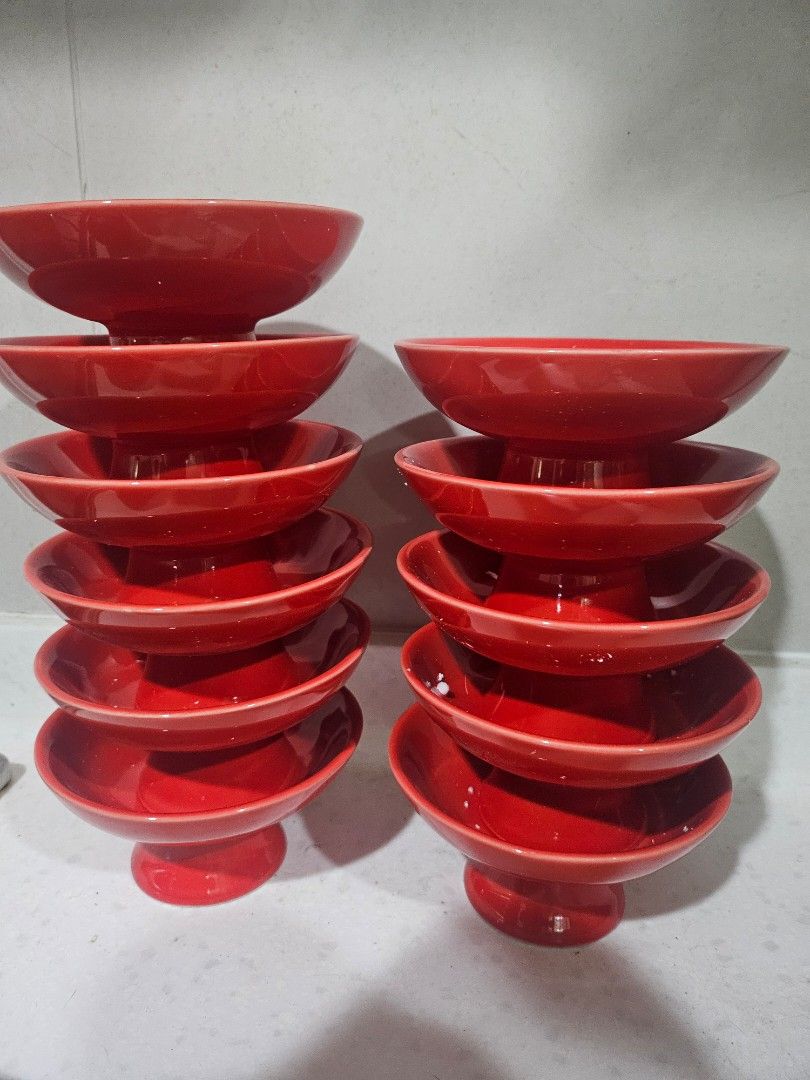 Red Ceramic Footed Bowls456803949625354241