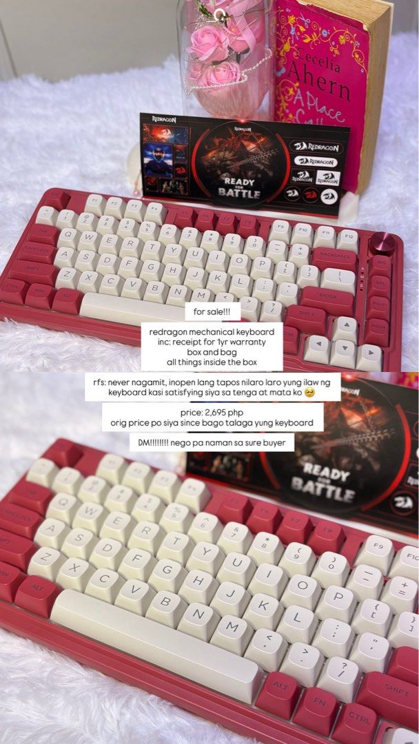 Redragon UCAL MAX Wireless Mechanical Keyboard (Category: Computer Keyboard) located in Cainta. Submitted by raetamayo (Listing ID 1438368786, Image 1). Description: Redragon UCAL MAX mechanical keyboard for sale. Includes receipt for warranty purposes, box, and all original packaging. The keyboard has never been used. The original price was 2,695 PHP. DM for inquiries and negotiation..