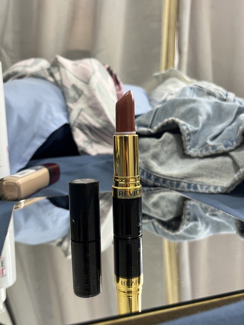 Revlon Creme Lipstick (Category: Makeup) located in Marilao. Submitted by eggselle (Listing ID 1438380553, Image 1). Description: - twice lang nagamit, bought for 400+ sa sm dept store. - Color: Warm, brown-toned nude - not matte, more like satin or cream texture sa lips .
